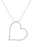 ფოტო #1 პროდუქტის Diamond Large Open Heart 18" Pendant Necklace (3/4 ct. t.w.) in Sterling Silver