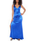 Фото #4 товара Juniors' Strappy-Back Satin Gown, Created for Macy's