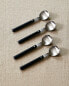 Set of steel dessert spoons with hexagonal handle