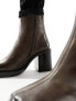 ASOS DESIGN heeled chelsea boot with angled toe in brown leather