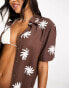 Rhythm blair short sleeve linen shirt in chocolate