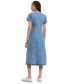 ფოტო #2 პროდუქტის Women's Short Sleeve Button-Front Denim Midi Dress