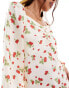 Фото #2 товара Y.A.S ruched bust satin mini dress with long sleeves in strawberry print