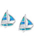 ფოტო #4 პროდუქტის Lab-Grown Blue Opal Sailboat Stud Earrings in Sterling Silver