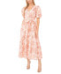 Фото #1 товара Women's Floral Puff-Sleeve Tie-Front Maxi Dress