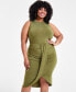 Фото #5 товара Trendy Plus Size Ruched Draped Midi Dress, Created for Macy's