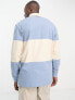 Lee logo colour block rugby polo in light blue