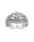 ფოტო #1 პროდუქტის 1CT Art Deco Style Solitaire Round Filigree AAA CZ Pave Contoured Band Engagement Wedding Ring Set .925 Sterling Silver