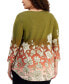 Plus Size Printed Scoop-Neck 3/4-Sleeve Top, Created for Macy's