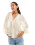 Mango tie front boho blouse in white Белый, L - EU 40 - фото #1