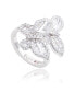 ფოტო #2 პროდუქტის Suzy Levian Sterling Silver Cubic Zirconia Double Butterfly Ring