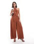 ASOS DESIGN twist neck button through jumpsuit