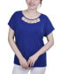 Фото #1 товара Petite Short Sleeve Knit Top with Hardware