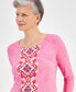 Women's Jacquard Printed 3/4-Sleeve Top, Created for Macy's