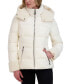 Фото #1 товара Women's Faux-Shearling-Trim Hooded Puffer Coat