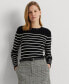 Фото #1 товара Women's Striped Crewneck Sweater, Regular & Petite