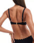 Фото #2 товара Accessorize scallop plunge bikini top in black