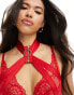 Фото #4 товара Hunkemoller Valentines Clementine lace and mesh strappy bra with hardwear detail in red