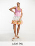 Фото #1 товара ASOS DESIGN Tall crochet babydoll mini dress in pink mixed print