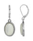 ფოტო #1 პროდუქტის Silver-Tone Semi Precious Mother of Pearl Oval Drop Earrings