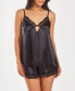 Фото #1 товара Women's Silky Centered Jeweled Camisole and Shorts Pajama Set
