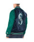 ფოტო #2 პროდუქტის Men's Navy, Aqua Seattle Mariners Varsity Satin Full-Snap Jacket