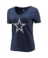 ფოტო #3 პროდუქტის Women's CeeDee Lamb Navy Dallas Cowboys Player Icon Name and Number V-Neck T-shirt