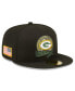 Фото #1 товара Men's Black Green Bay Packers 2022 Salute To Service 59FIFTY Fitted Hat
