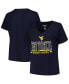 ფოტო #1 პროდუქტის Women's Navy West Virginia Mountaineers Plus Size Sideline Route V-Neck T-shirt