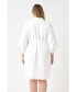 ფოტო #3 პროდუქტის Plus Size Blouson Sleeve Belted Shirt Dress