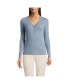 Petite Drapey Rib Skimming Long Sleeve Henley T-Shirt Pale slate blue, M Short - фото #1