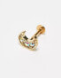 Фото #5 товара Kingsley Ryan multi gem crescent moon labret earring in sterling silver