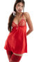 Boux Avenue heart embroidered lace chemise in red