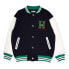 Фото #1 товара Куртка спортивная Tuc Tuc Varsity Club - синяя, вязаная, с белыми рукавами, зелеными буквами, карманами и застежкой на пуговицы - для мальчика.