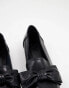 ASOS DESIGN Wide Fit Mentor bow flat shoes in black