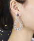 Silver-Tone Sapphire Accent Oval Hoop Earrings