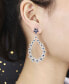 ფოტო #2 პროდუქტის Silver-Tone Sapphire Accent Oval Hoop Earrings