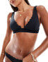 Accessorize scallop plunge bikini top in black