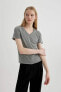 Kadın T-shirt I1080az/gr370 Grey Melange