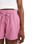 Stradivarius STR linen look pull on short in pink stripe