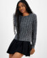 Juniors' Cable-Knit Long-Sleeve Sweater