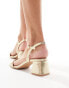 Фото #3 товара Glamorous Wide Fit low block heeled sandals in gold