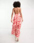 Pretty Lavish ruffle split maxi dress in pink and red floral