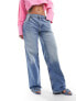 Mango adjustable waist baggy jeans in blue