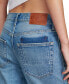 Women's Button-Fly Patched Mid-Rise Boy Jeans