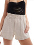 Фото #1 товара Hollister linen blend elasticated waist short in beige