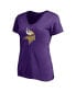 Фото #3 товара Women's Justin Jefferson Purple Minnesota Vikings Player Icon Name and Number V-Neck T-shirt