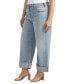 Фото #3 товара Plus Size Baggy Mid Rise Wide Leg Cropped Jeans
