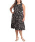 Plus Size Dot-Print Belted Dress