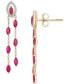 ფოტო #3 პროდუქტის Ruby (2-1/3 ct. t.w.) & Diamond (1/10 ct. t.w.) Navette Dangle Drop Earrings in 14k Gold